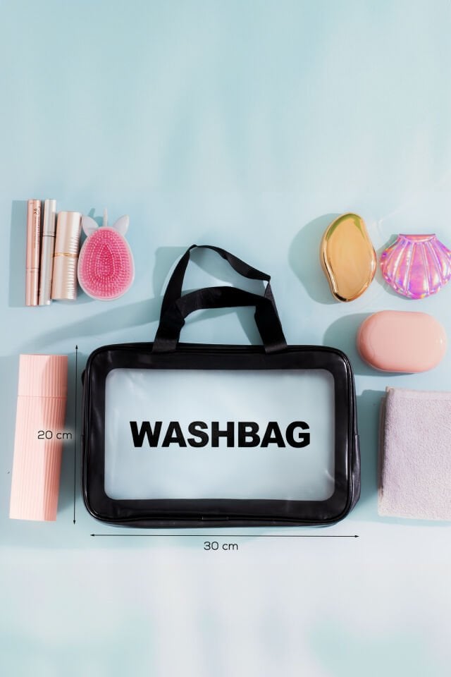 Porsima 2li Şeffaf Seyahat ve Makyaj Çantası Su Geçirmez Organizer Washbag