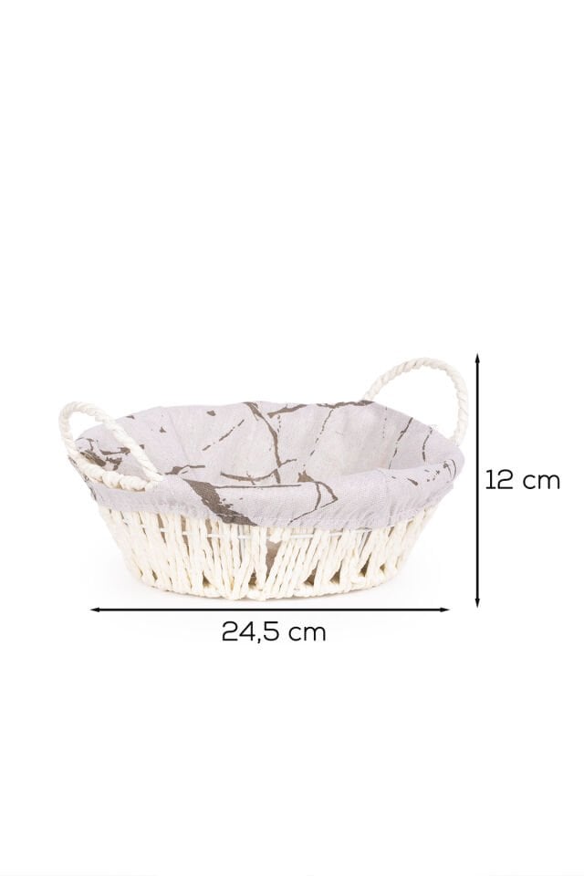 Porsima Mio-020 Hasır Görünümlü Kulplu Yuvarlak Ekmek Sepeti Beyaz 24,5cm