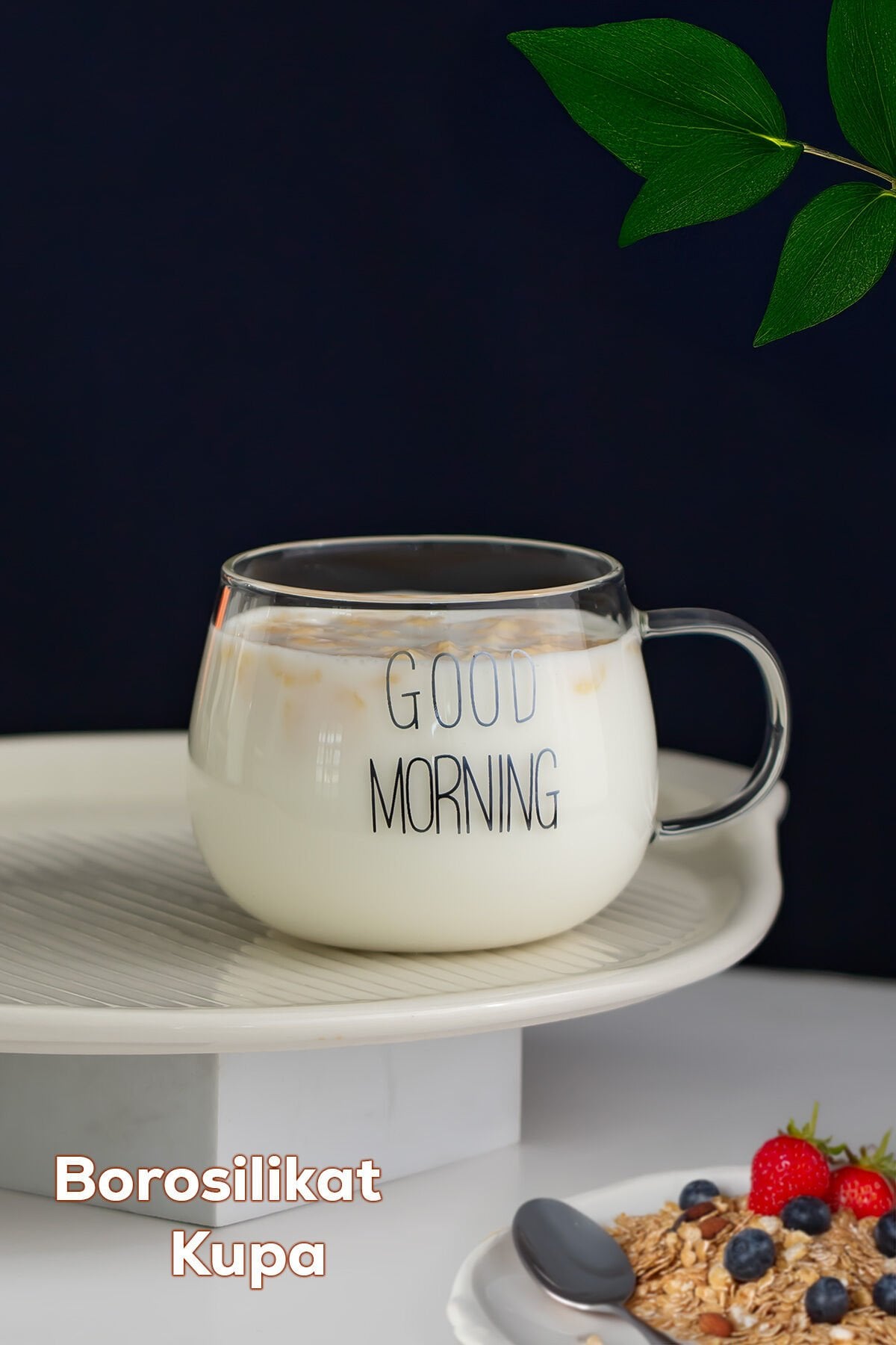 Porsima 2088 Borosilikat Isıya Ateşe Dayanıklı Cam Kulplu Çay Bardağı Kahve Bardak Kupa Şeffaf 400 ml