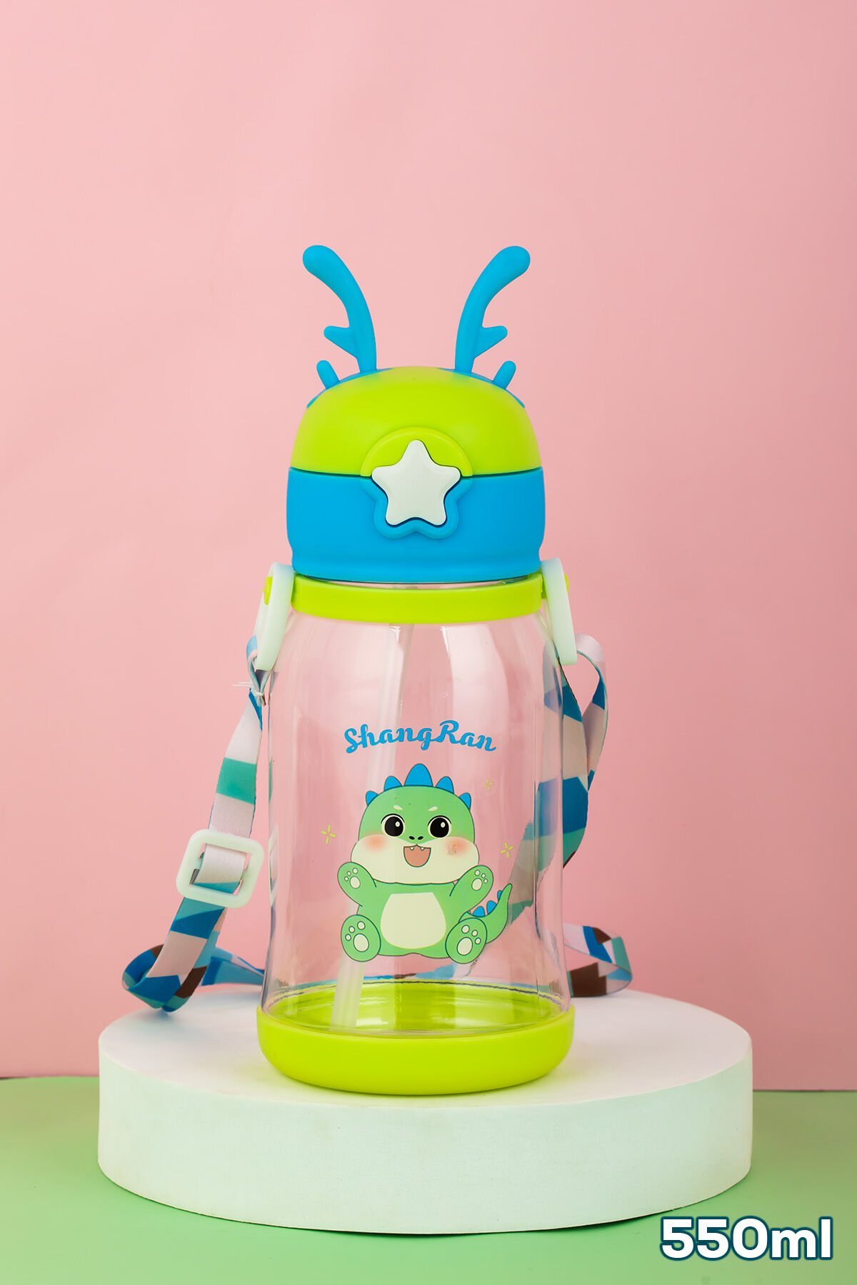 Porsima 21.0002-1 Matara Geyik Temalı Stickerlı Askılı Suluk - Su Şişesi - Yeşil 550ml