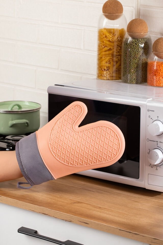 Porsima 3137-1 Silikon Yanmaz Yapışmaz Fırın Eldiveni Pudra