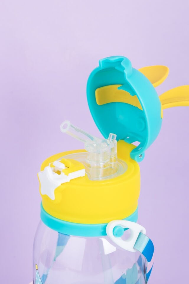 Porsima 21.0009-2 Matara Tavşan Temalı Stickerlı Askılı Suluk - Su Şişesi - Yeşil 550ml